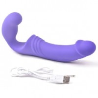 10-Speed Purple Rechargeable Strapless Strap-on, Silicone Double Ended Penis Vibrator ( 2 Vibrators )